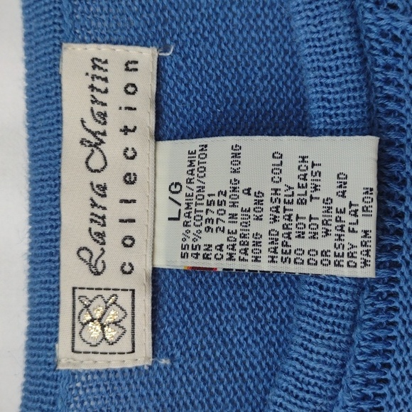 Laura Martin Blue Knit Top L - Picture 5 of 6